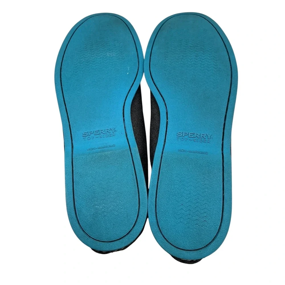 Sperry Top-Sider Mens 12M Black Fabric Boat Shoes Turquoise Sole 1049265 Loafers